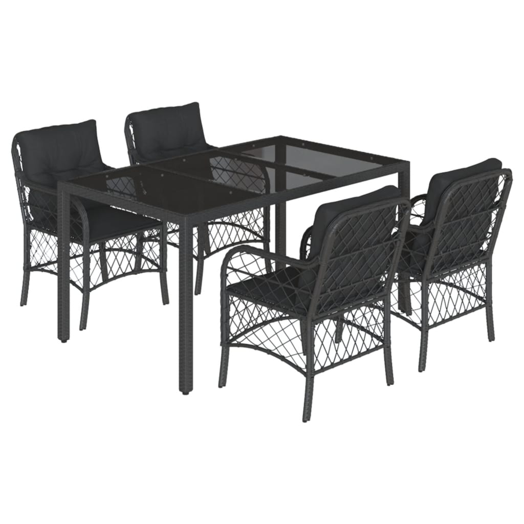 5-delige Tuinset met kussens poly rattan zwart is nu te koop bij PeponiXL, paradijselijk wonen!