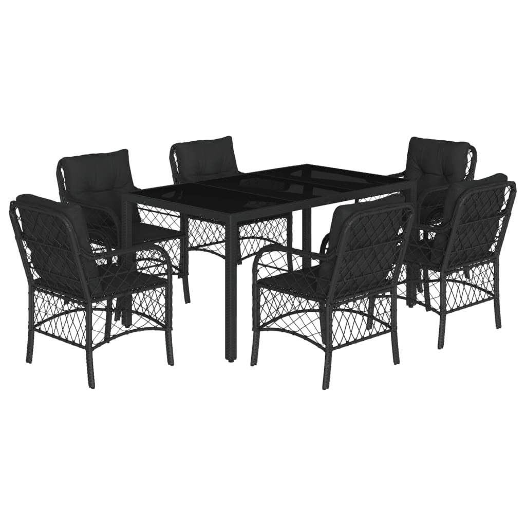 7-delige Tuinset met kussens poly rattan zwart is nu te koop bij PeponiXL, paradijselijk wonen!