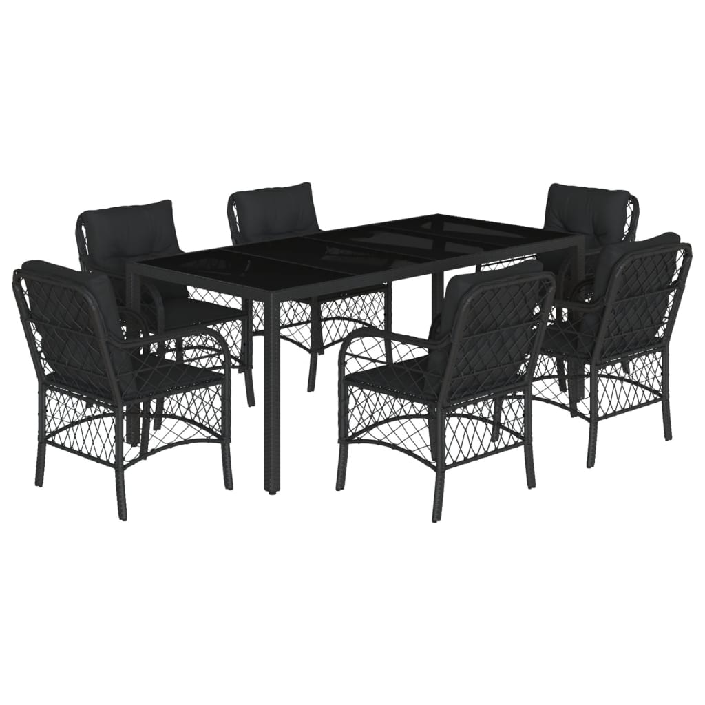 7-delige Tuinset met kussens poly rattan zwart is nu te koop bij PeponiXL, paradijselijk wonen!