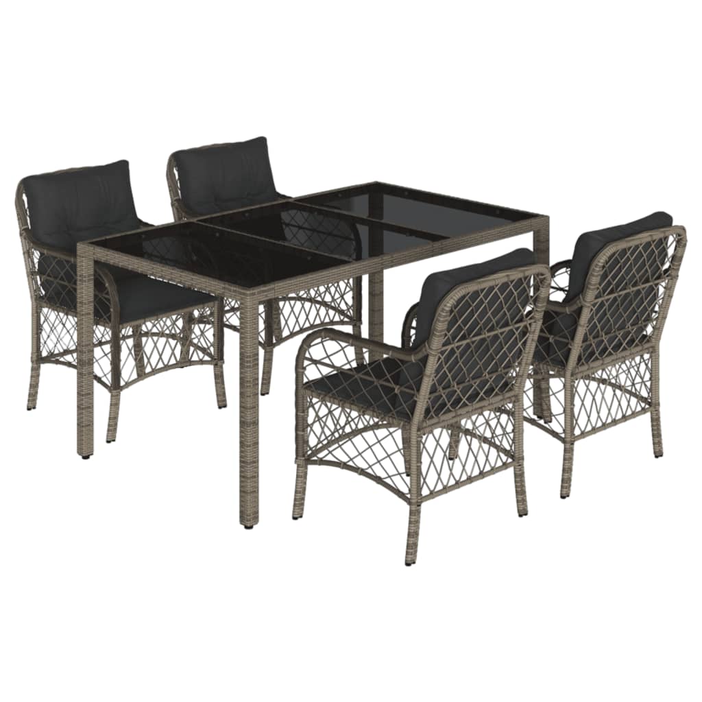 5-delige Tuinset met kussens poly rattan grijs is nu te koop bij PeponiXL, paradijselijk wonen!
