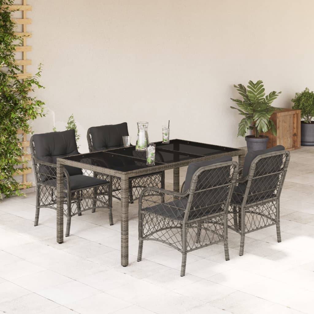 5-delige Tuinset met kussens poly rattan grijs is nu te koop bij PeponiXL, paradijselijk wonen!