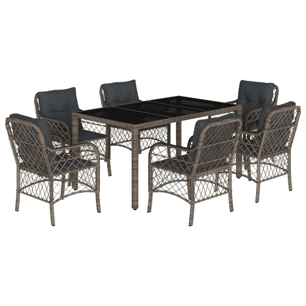 7-delige Tuinset met kussens poly rattan grijs is nu te koop bij PeponiXL, paradijselijk wonen!