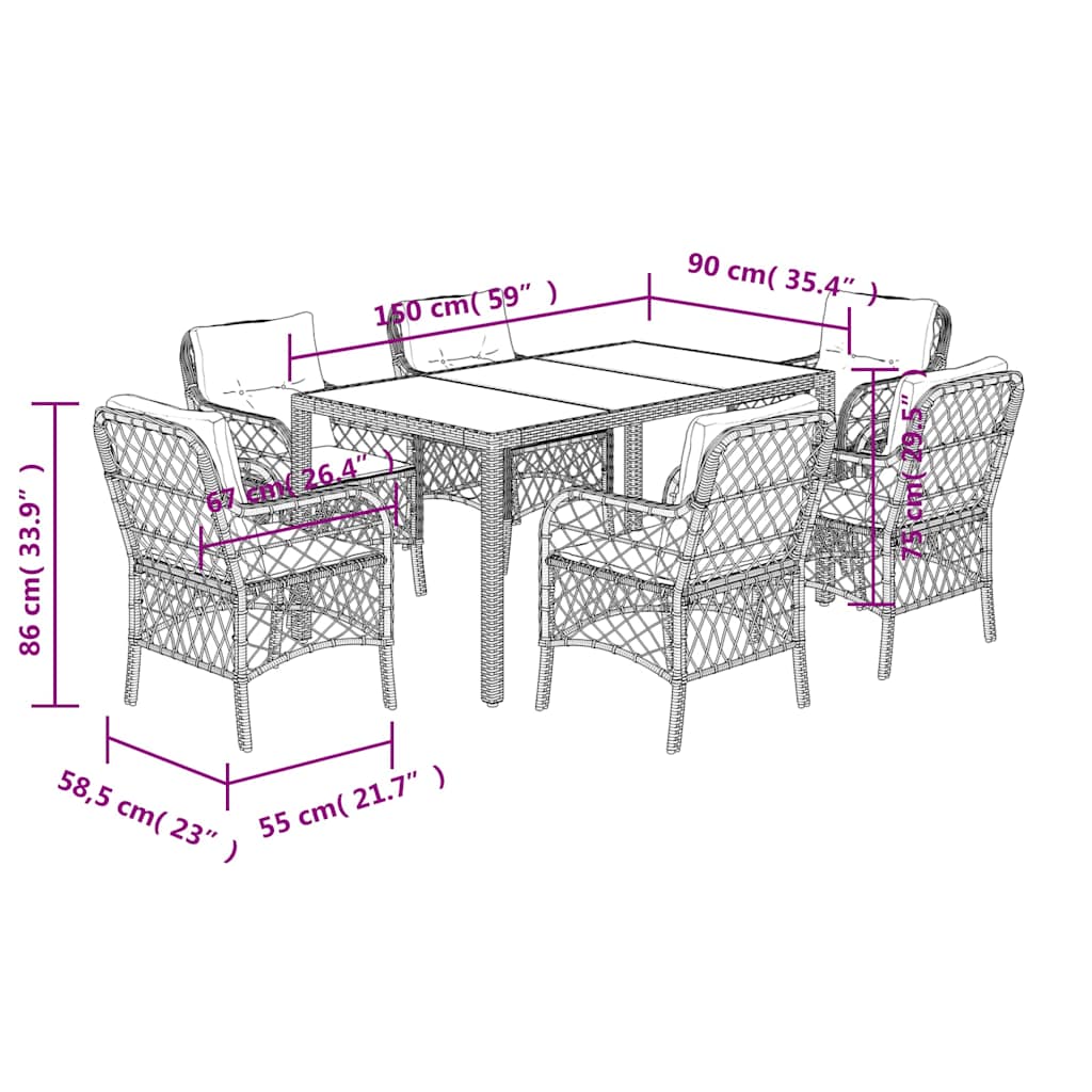 7-delige Tuinset met kussens poly rattan grijs is nu te koop bij PeponiXL, paradijselijk wonen!