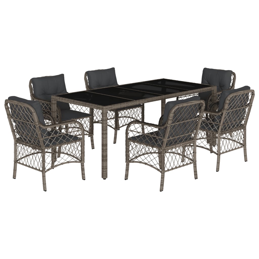7-delige Tuinset met kussens poly rattan grijs is nu te koop bij PeponiXL, paradijselijk wonen!