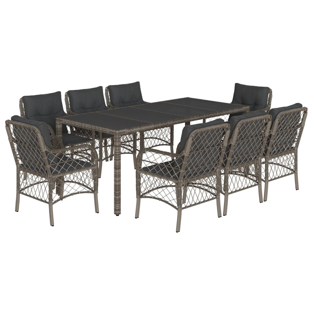 9-delige Tuinset met kussens poly rattan grijs is nu te koop bij PeponiXL, paradijselijk wonen!