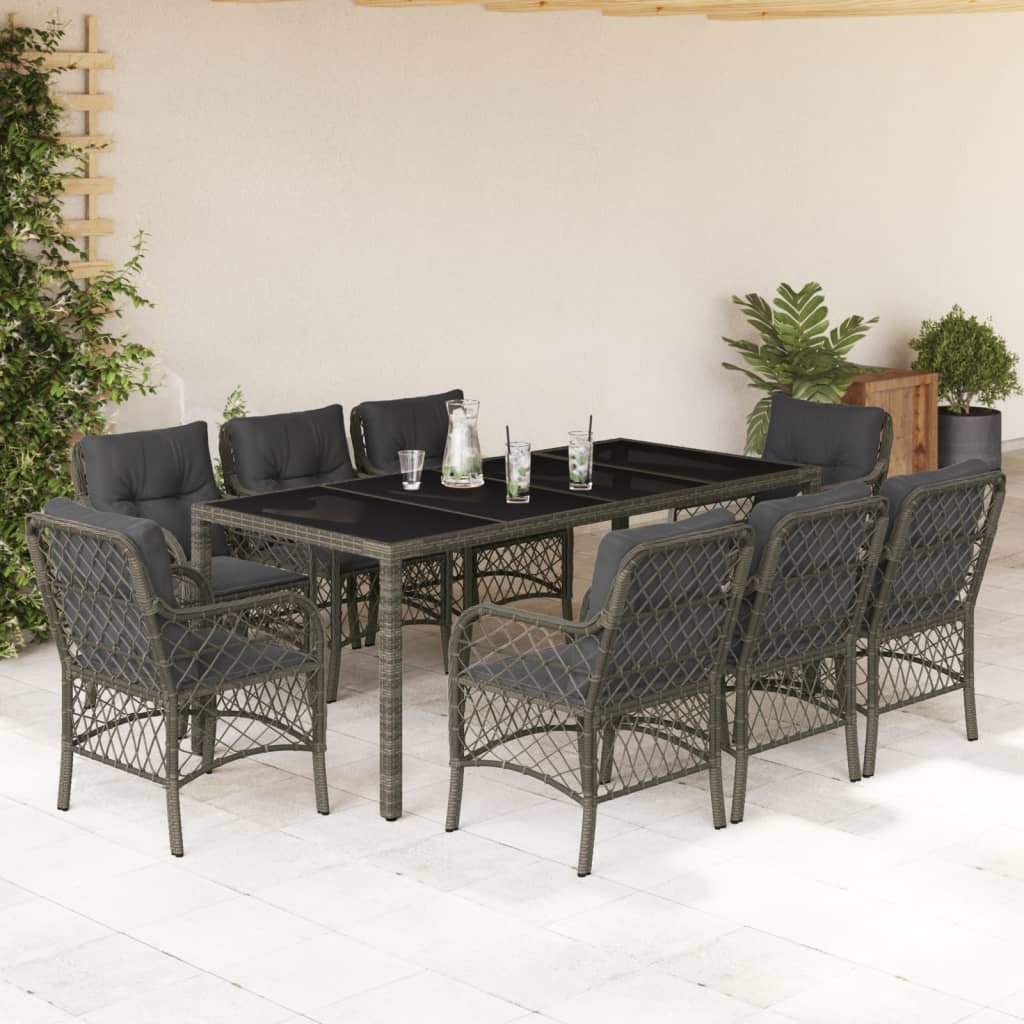 9-delige Tuinset met kussens poly rattan grijs is nu te koop bij PeponiXL, paradijselijk wonen!