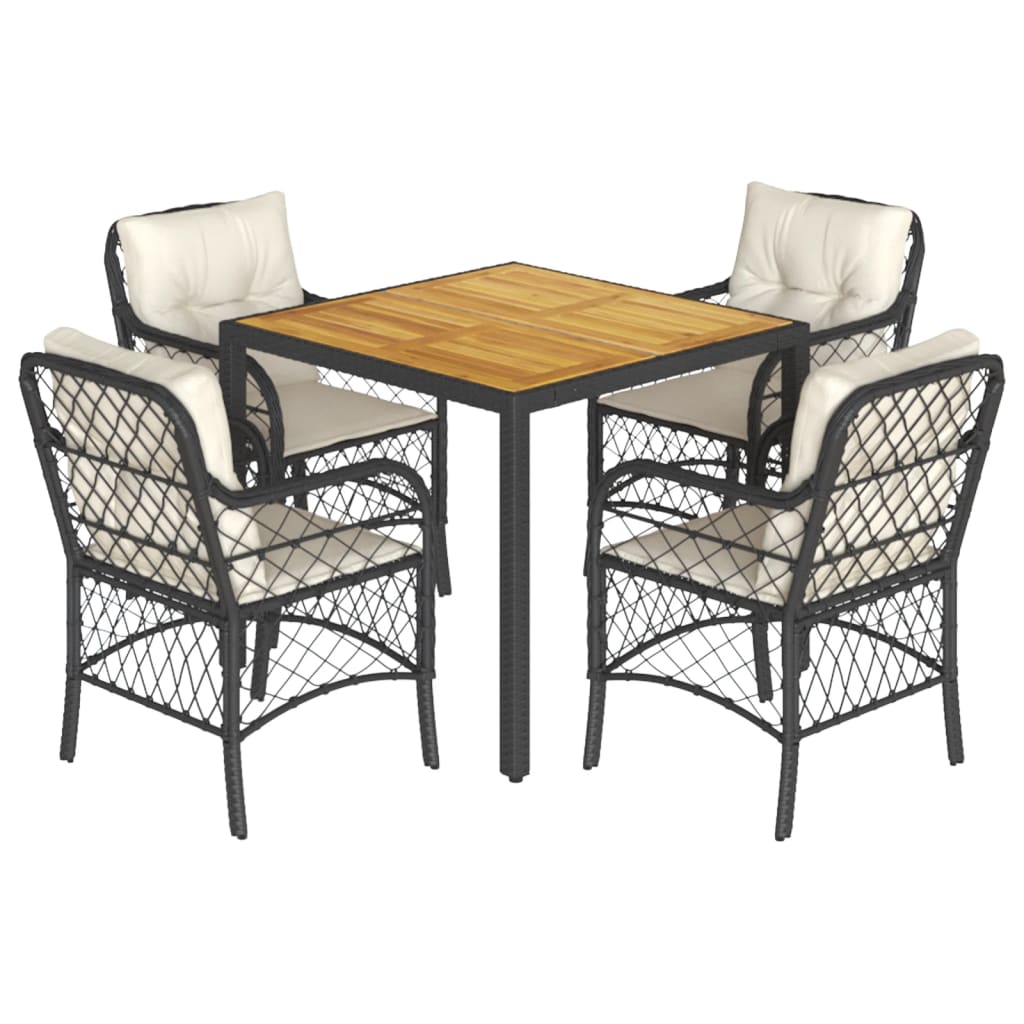 5-delige Tuinset met kussens poly rattan zwart is nu te koop bij PeponiXL, paradijselijk wonen!