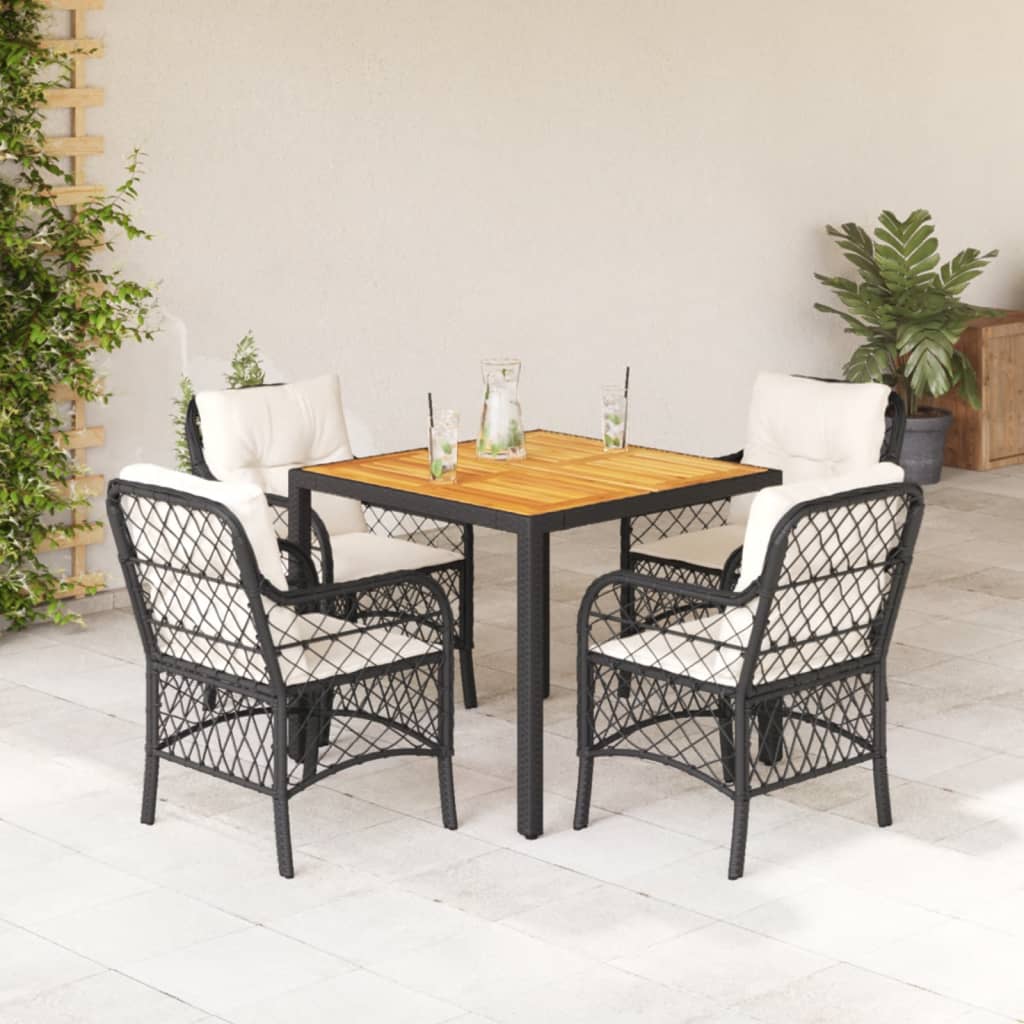 5-delige Tuinset met kussens poly rattan zwart is nu te koop bij PeponiXL, paradijselijk wonen!