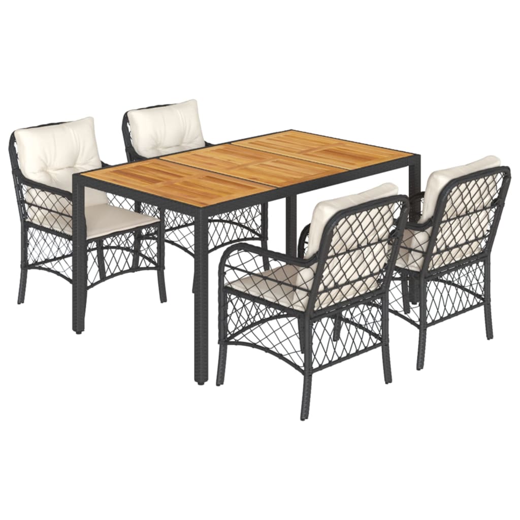 5-delige Tuinset met kussens poly rattan zwart is nu te koop bij PeponiXL, paradijselijk wonen!
