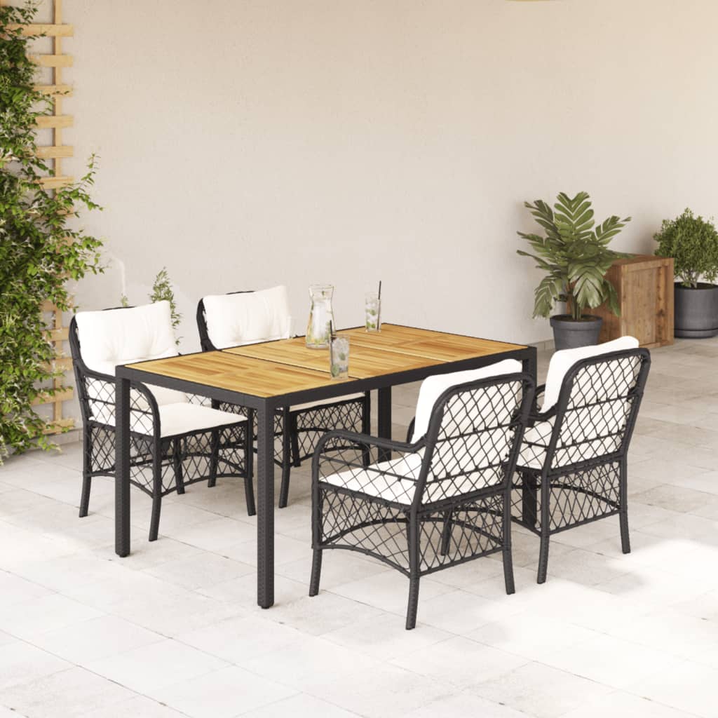 5-delige Tuinset met kussens poly rattan zwart is nu te koop bij PeponiXL, paradijselijk wonen!