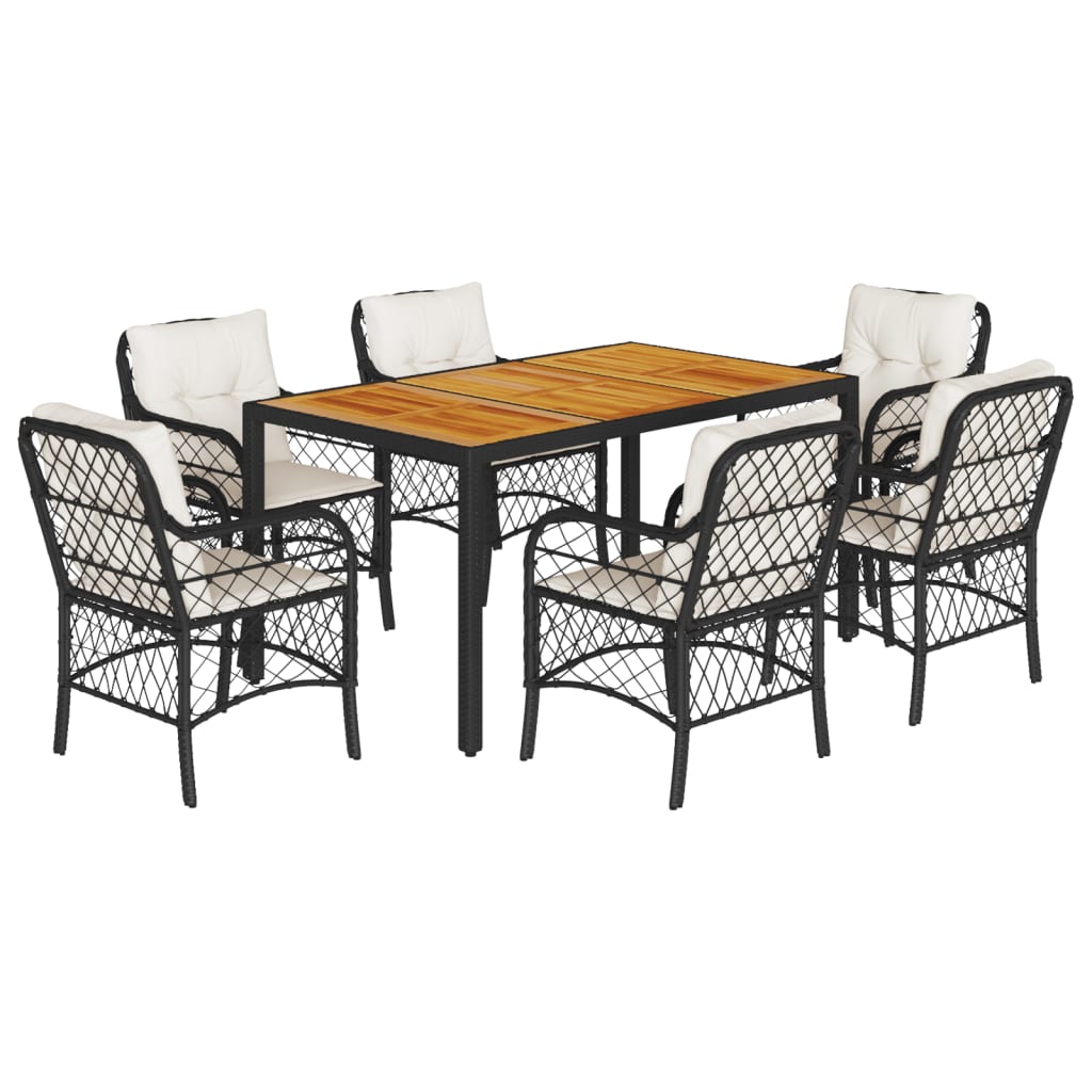 7-delige Tuinset met kussens poly rattan zwart is nu te koop bij PeponiXL, paradijselijk wonen!