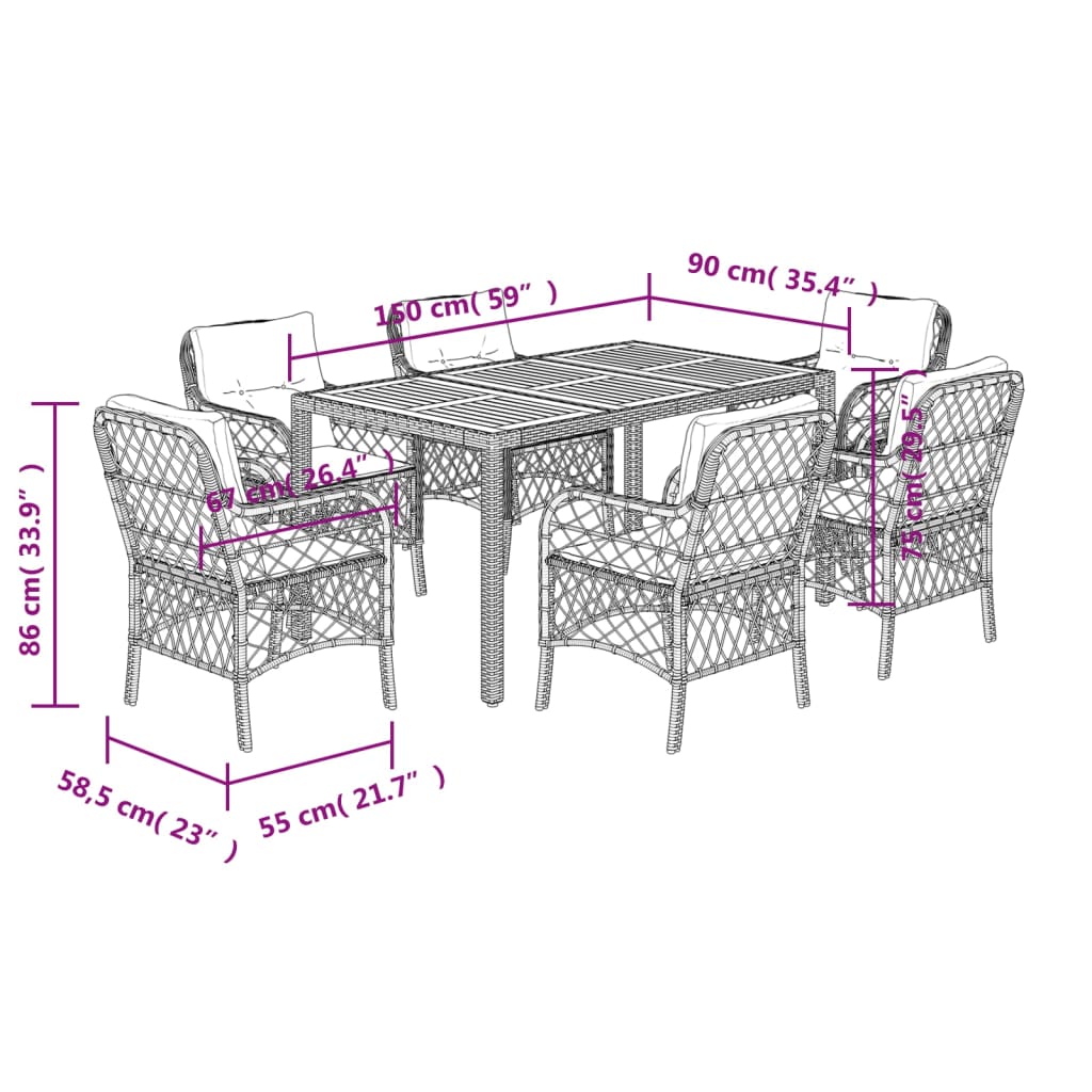 7-delige Tuinset met kussens poly rattan zwart is nu te koop bij PeponiXL, paradijselijk wonen!