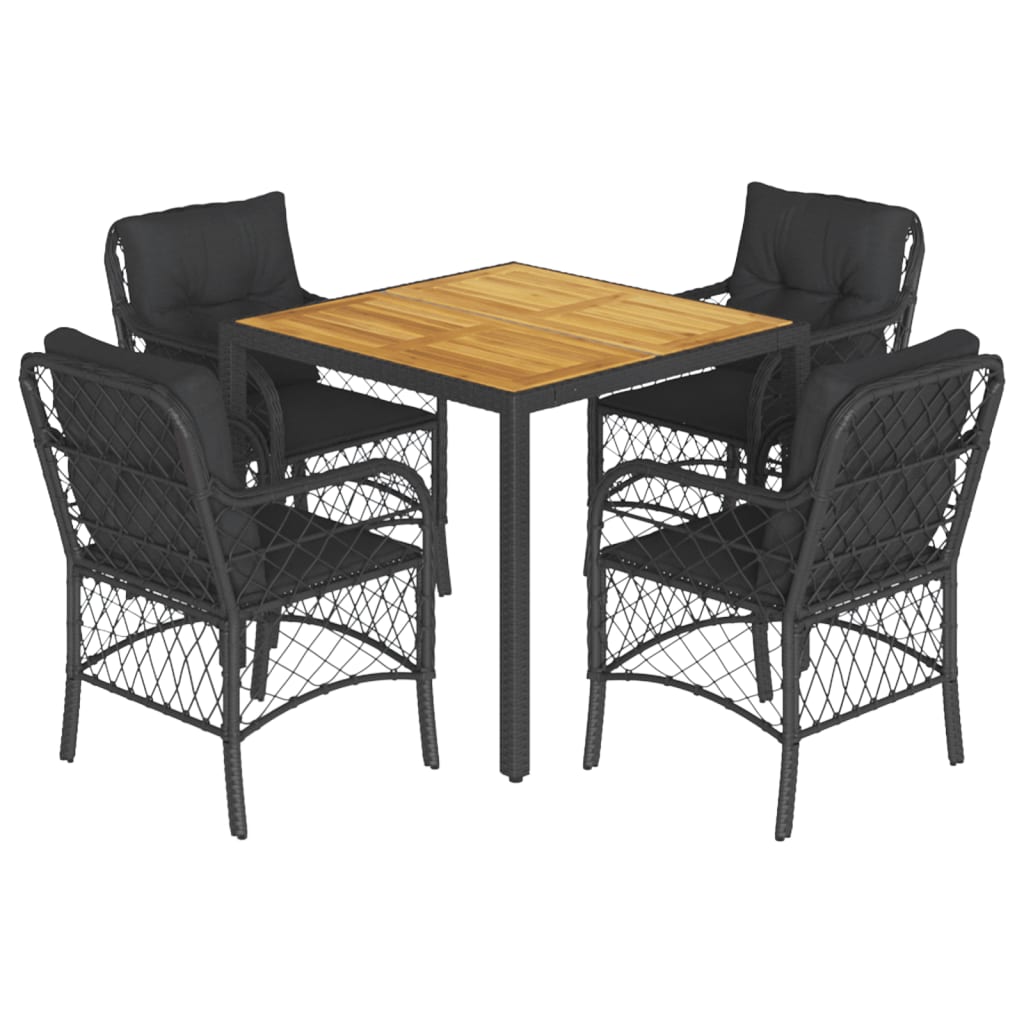 5-delige Tuinset met kussens poly rattan zwart is nu te koop bij PeponiXL, paradijselijk wonen!