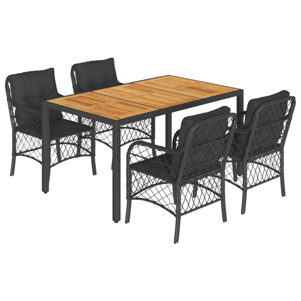 5-delige Tuinset met kussens poly rattan zwart is nu te koop bij PeponiXL, paradijselijk wonen!