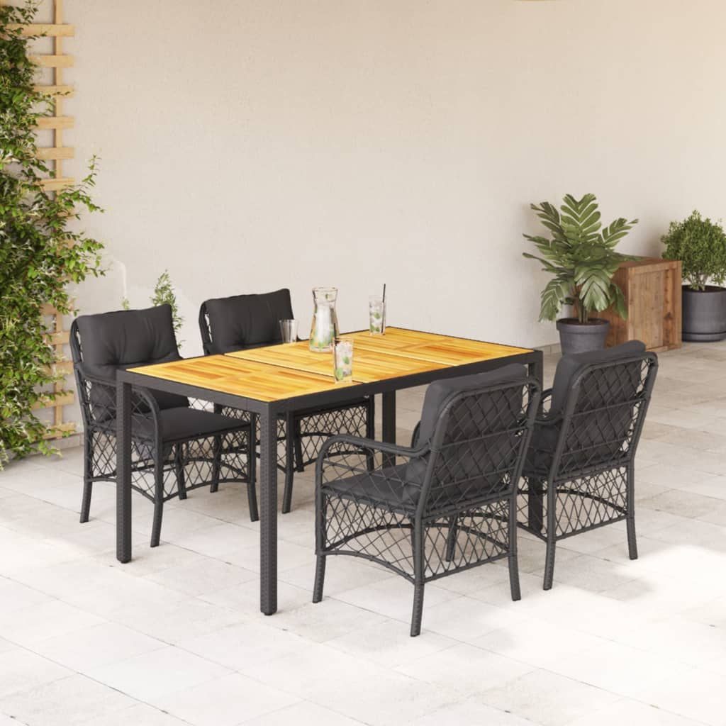 5-delige Tuinset met kussens poly rattan zwart is nu te koop bij PeponiXL, paradijselijk wonen!