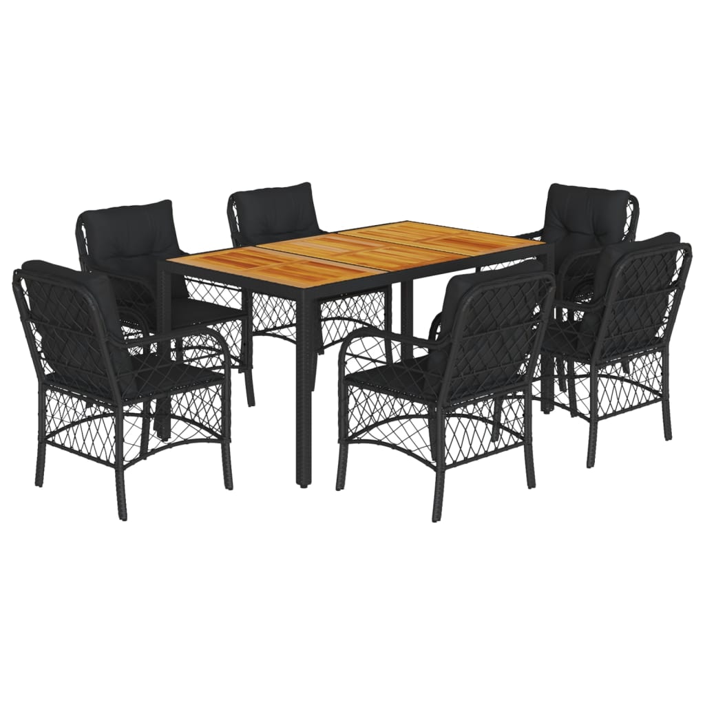 7-delige Tuinset met kussens poly rattan zwart is nu te koop bij PeponiXL, paradijselijk wonen!