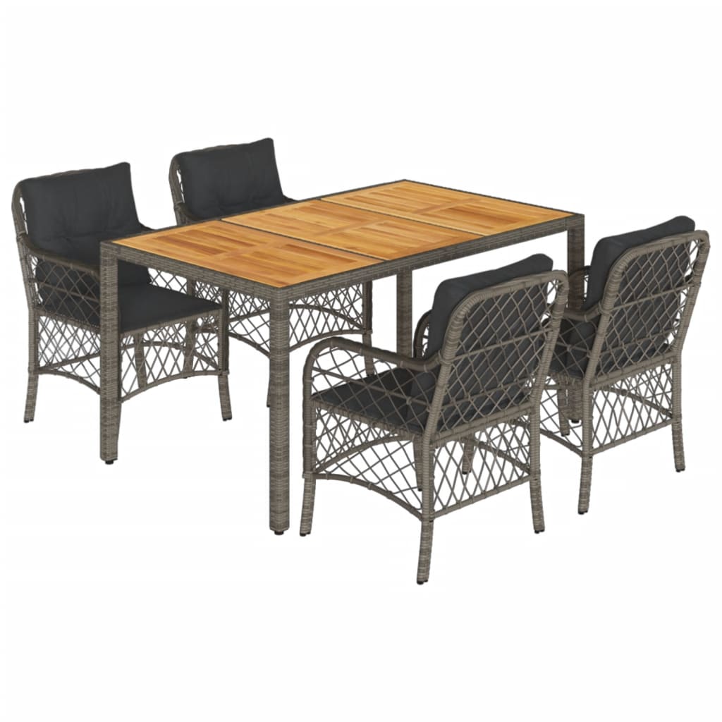 5-delige Tuinset met kussens poly rattan grijs is nu te koop bij PeponiXL, paradijselijk wonen!