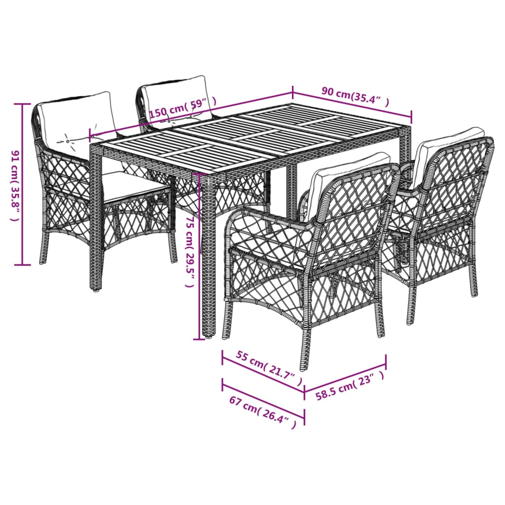 5-delige Tuinset met kussens poly rattan grijs is nu te koop bij PeponiXL, paradijselijk wonen!