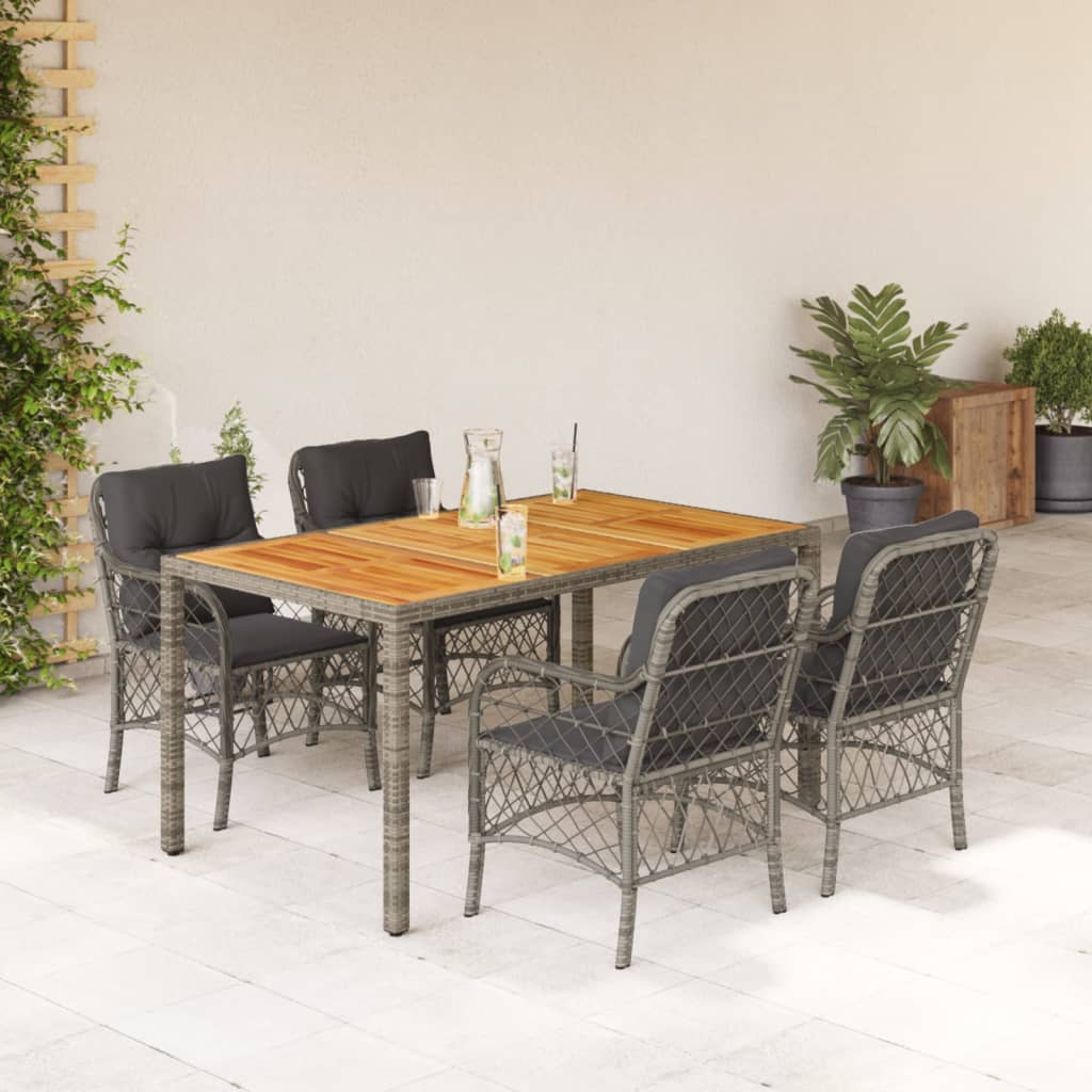 5-delige Tuinset met kussens poly rattan grijs is nu te koop bij PeponiXL, paradijselijk wonen!