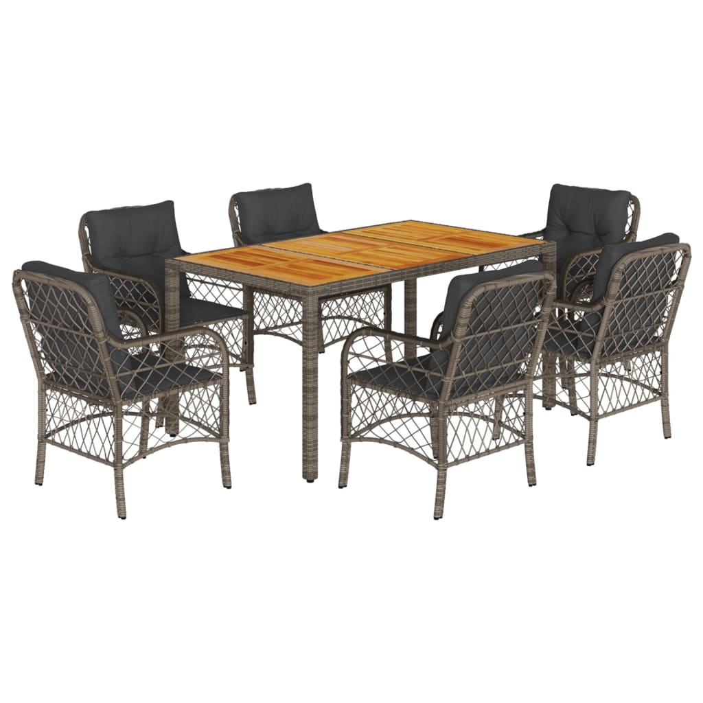 7-delige Tuinset met kussens poly rattan grijs is nu te koop bij PeponiXL, paradijselijk wonen!