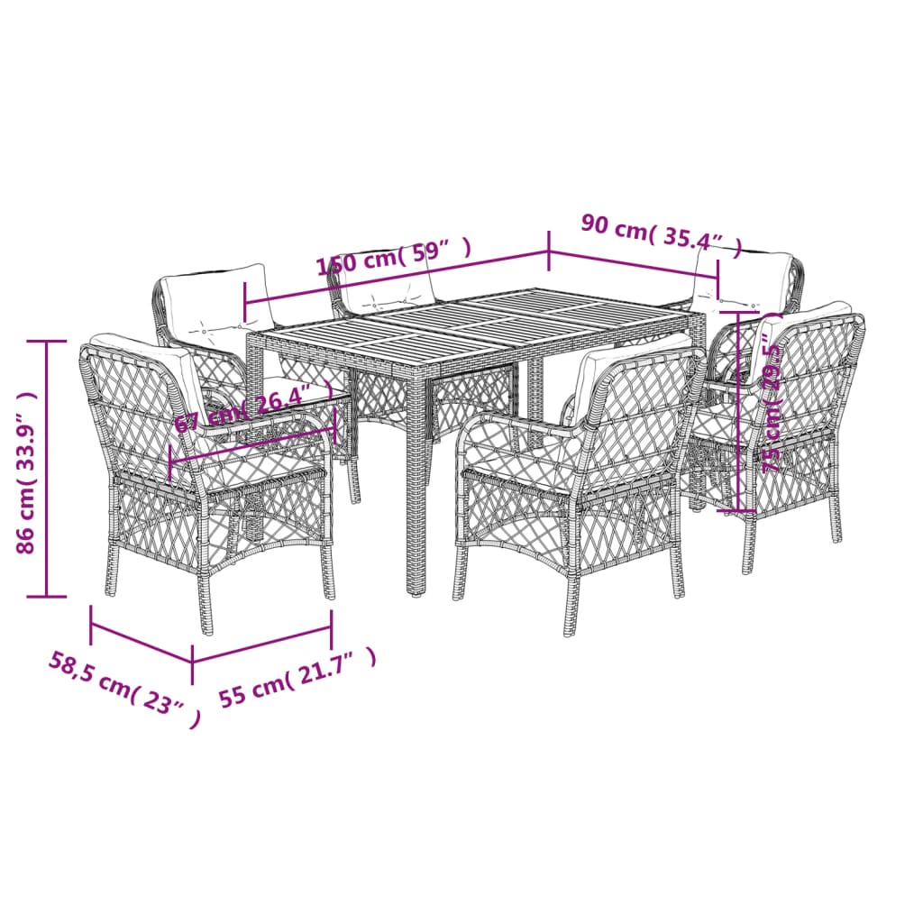 7-delige Tuinset met kussens poly rattan grijs is nu te koop bij PeponiXL, paradijselijk wonen!