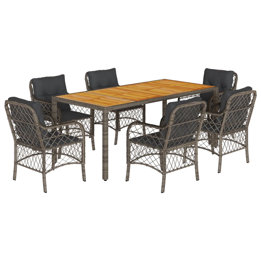 7-delige Tuinset met kussens poly rattan grijs is nu te koop bij PeponiXL, paradijselijk wonen!