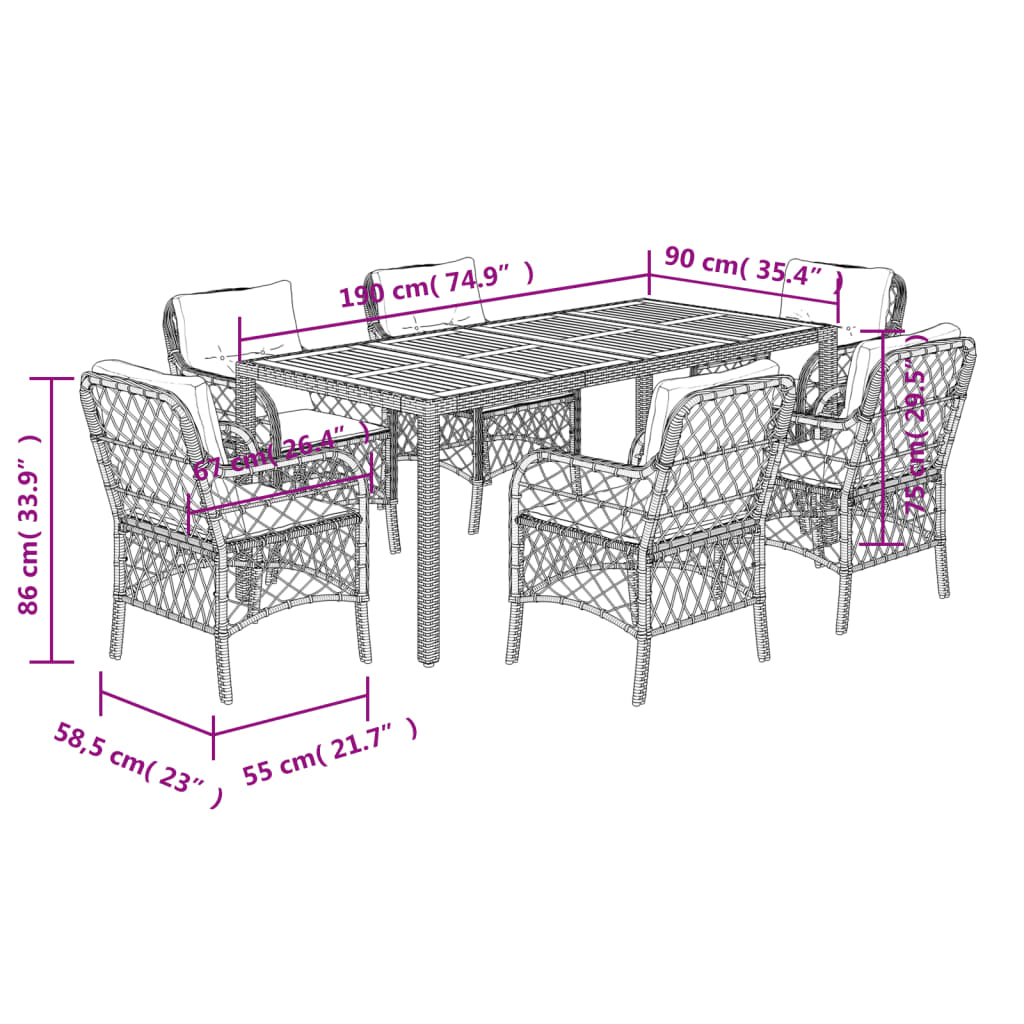 7-delige Tuinset met kussens poly rattan grijs is nu te koop bij PeponiXL, paradijselijk wonen!