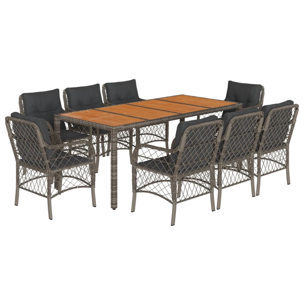 9-delige Tuinset met kussens poly rattan grijs is nu te koop bij PeponiXL, paradijselijk wonen!