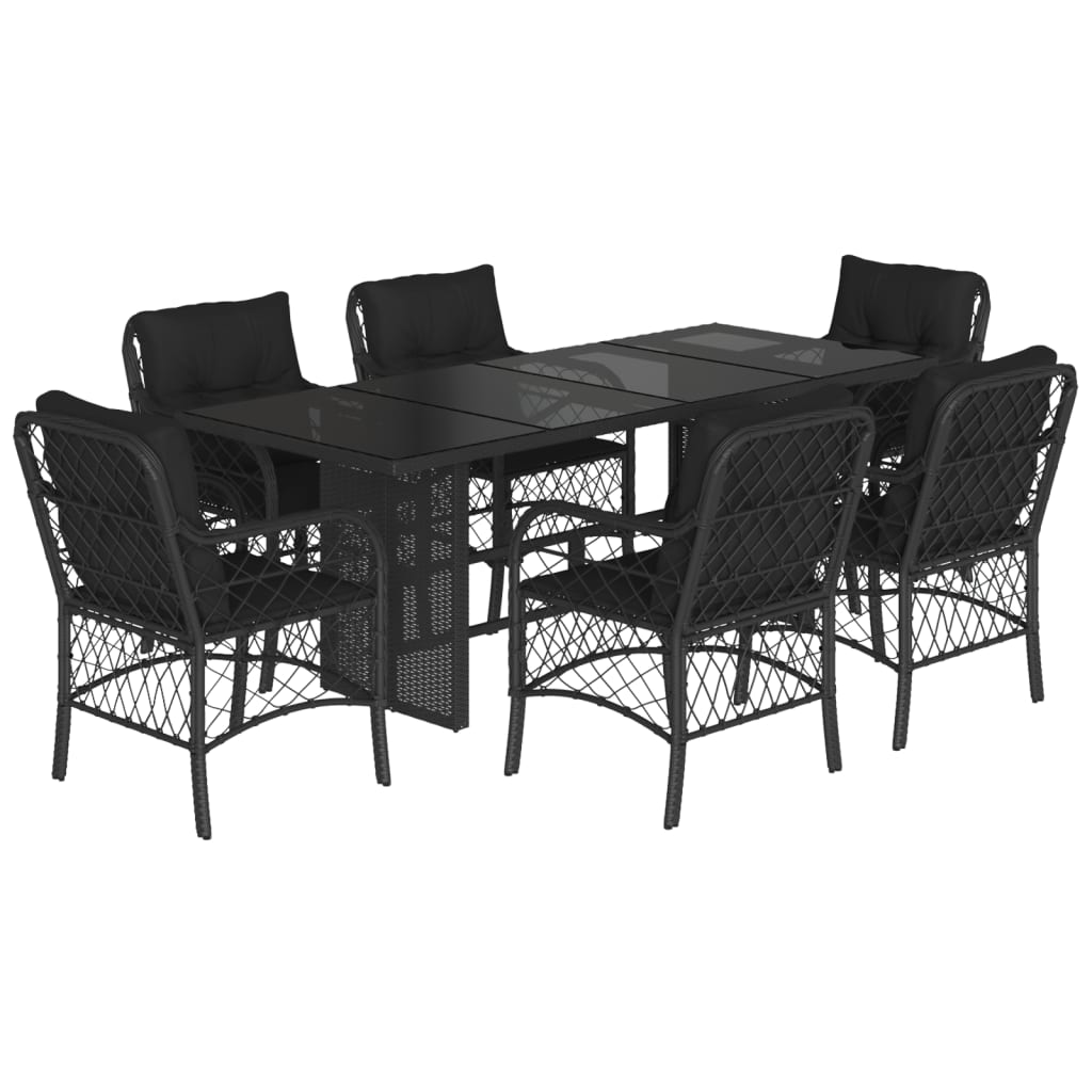 7-delige Tuinset met kussens poly rattan zwart is nu te koop bij PeponiXL, paradijselijk wonen!