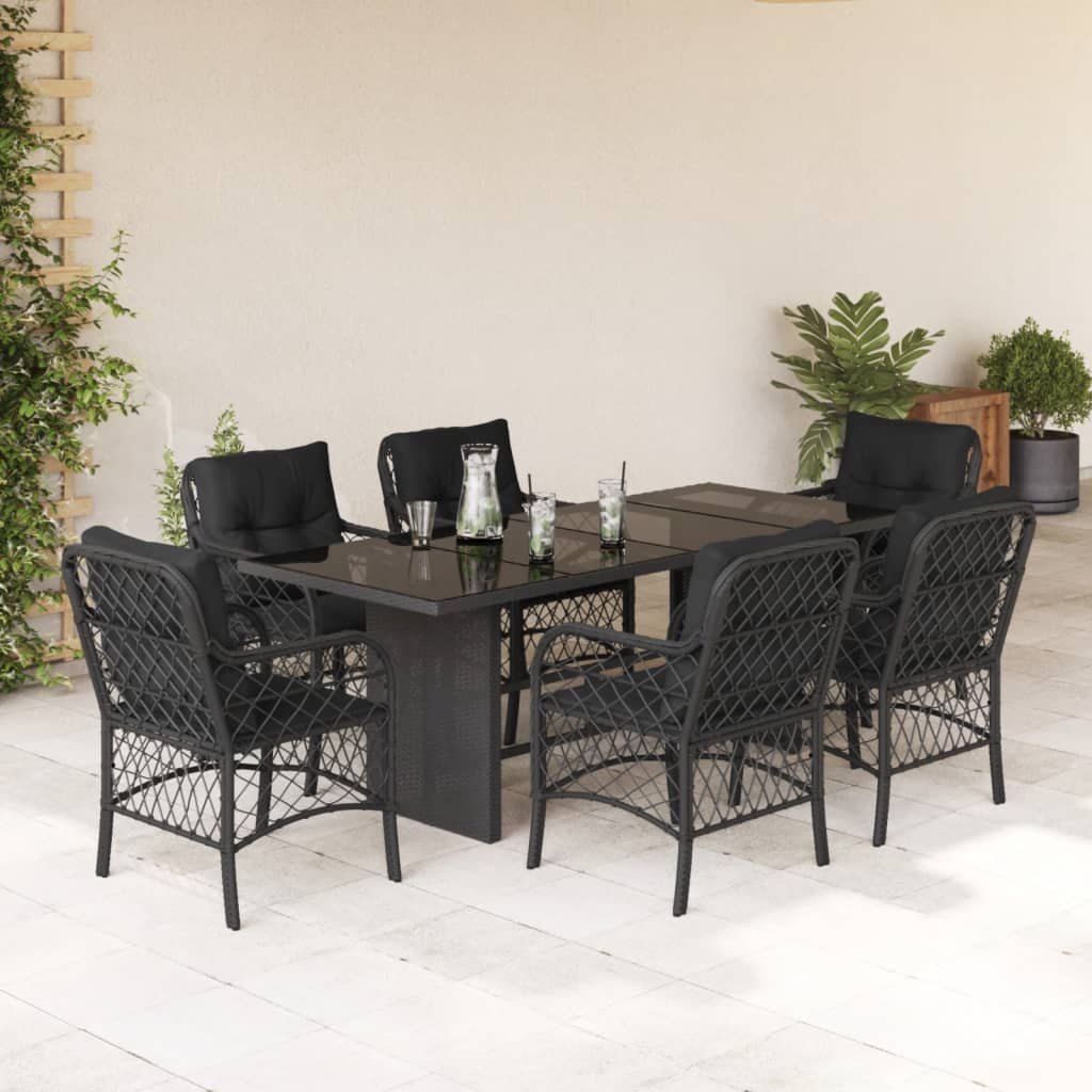 7-delige Tuinset met kussens poly rattan zwart is nu te koop bij PeponiXL, paradijselijk wonen!