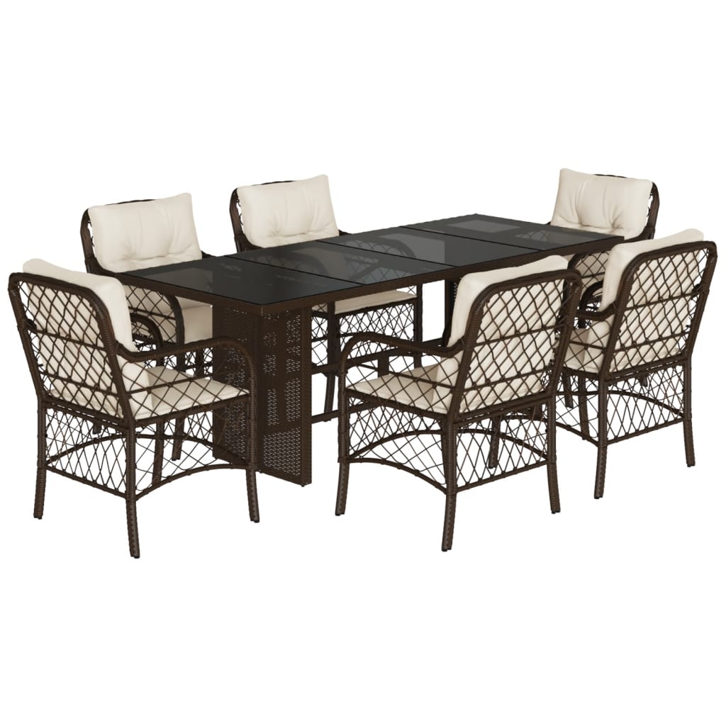 7-delige Tuinset met kussens poly rattan bruin is nu te koop bij PeponiXL, paradijselijk wonen!