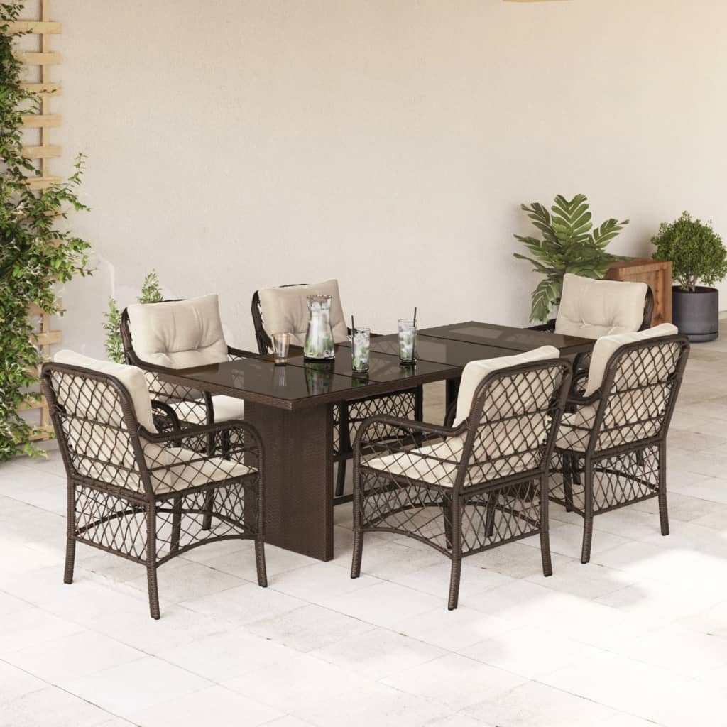 7-delige Tuinset met kussens poly rattan bruin is nu te koop bij PeponiXL, paradijselijk wonen!