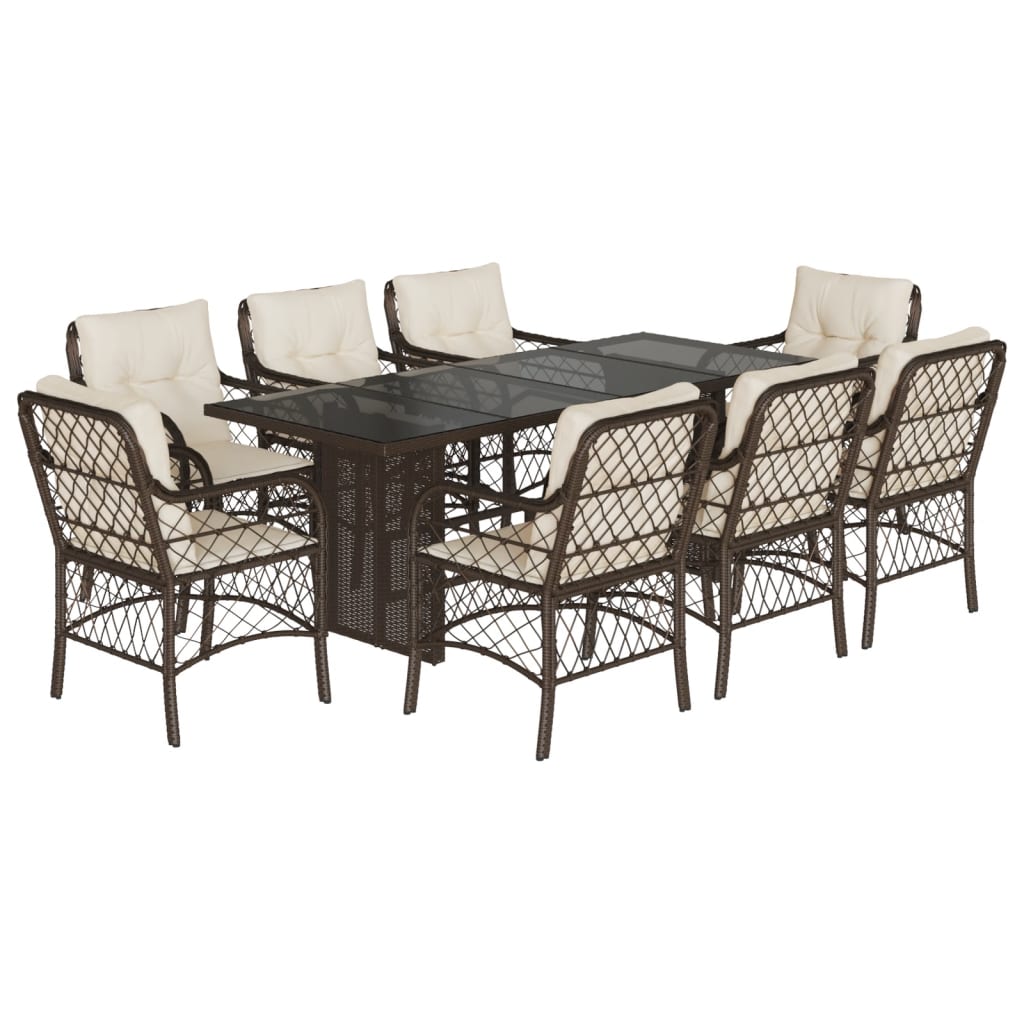 9-delige Tuinset met kussens poly rattan bruin is nu te koop bij PeponiXL, paradijselijk wonen!
