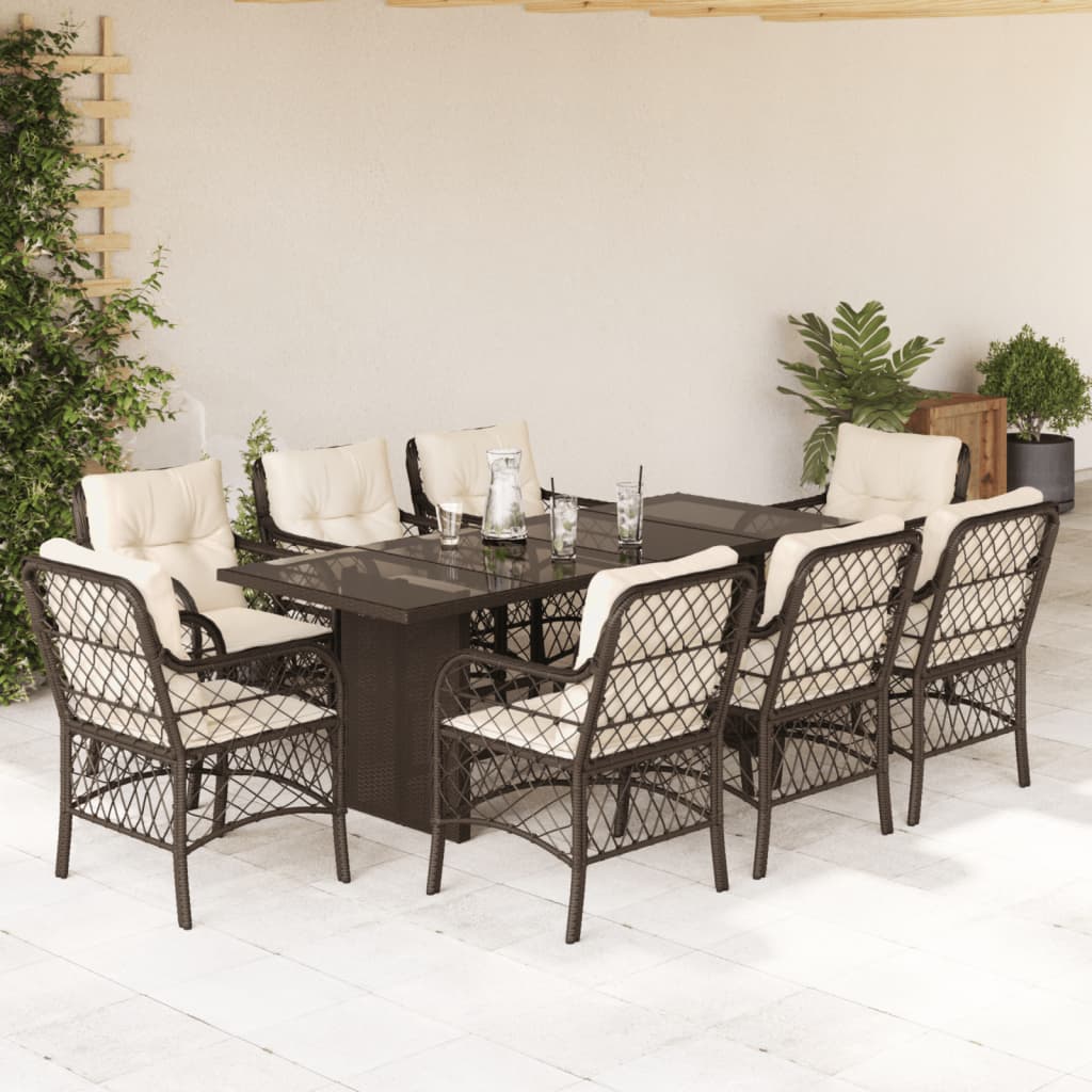 9-delige Tuinset met kussens poly rattan bruin is nu te koop bij PeponiXL, paradijselijk wonen!