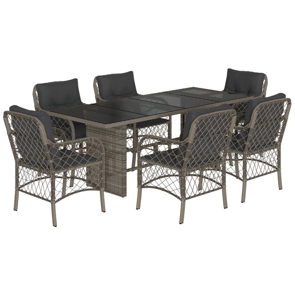 7-delige Tuinset met kussens poly rattan grijs is nu te koop bij PeponiXL, paradijselijk wonen!