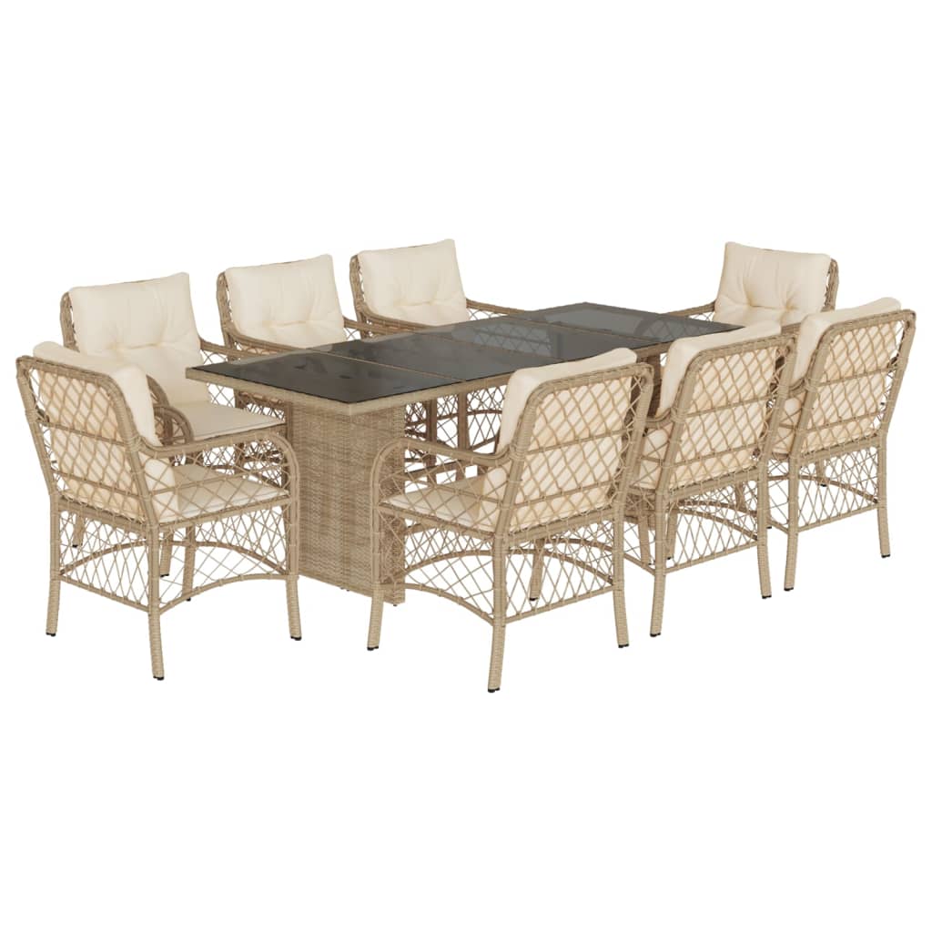 9-delige Tuinset met kussens poly rattan beige is nu te koop bij PeponiXL, paradijselijk wonen!