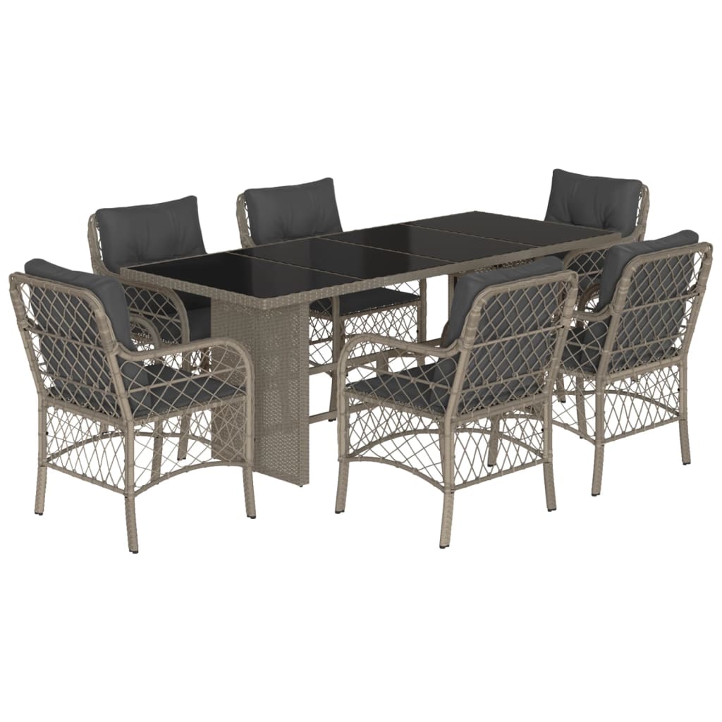 7-delige Tuinset met kussens poly rattan grijs is nu te koop bij PeponiXL, paradijselijk wonen!