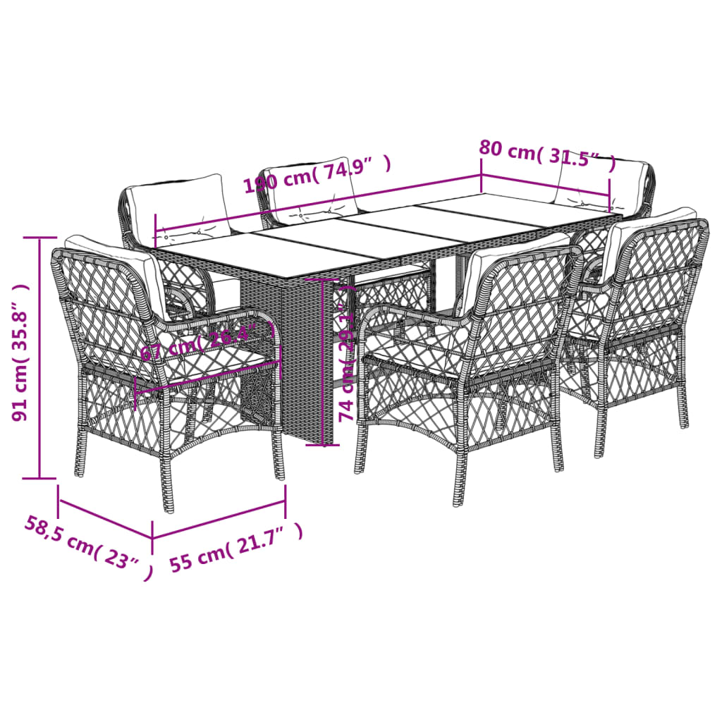 7-delige Tuinset met kussens poly rattan grijs is nu te koop bij PeponiXL, paradijselijk wonen!