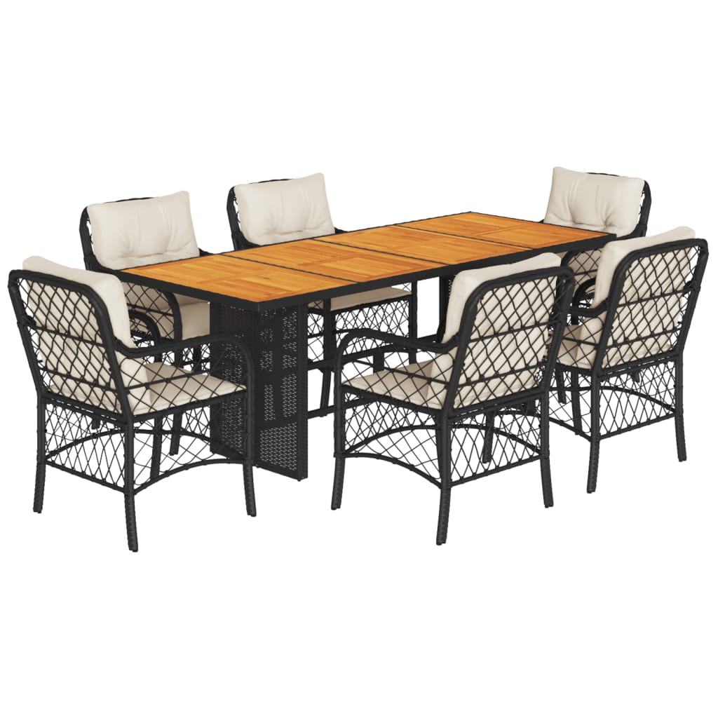 7-delige Tuinset met kussens poly rattan zwart is nu te koop bij PeponiXL, paradijselijk wonen!