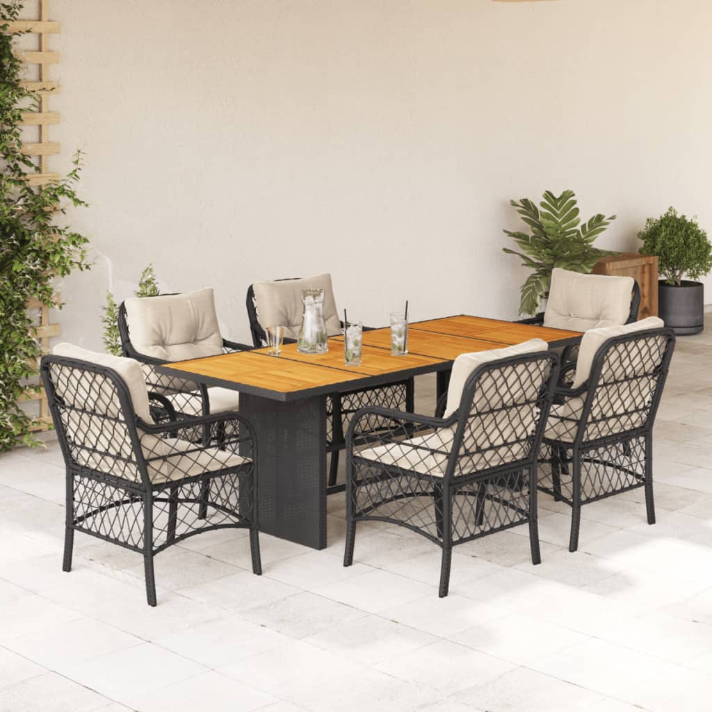 7-delige Tuinset met kussens poly rattan zwart is nu te koop bij PeponiXL, paradijselijk wonen!