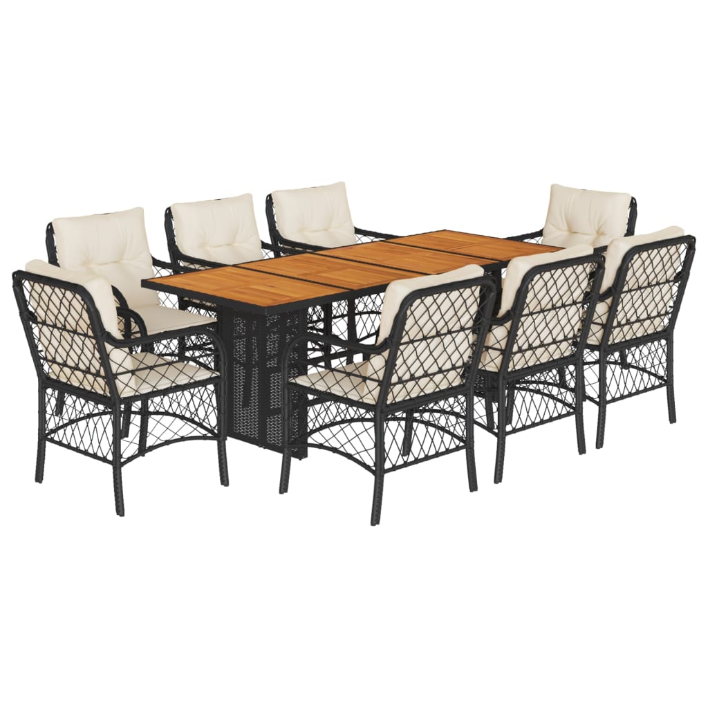 9-delige Tuinset poly rattan zwart is nu te koop bij PeponiXL, paradijselijk wonen!