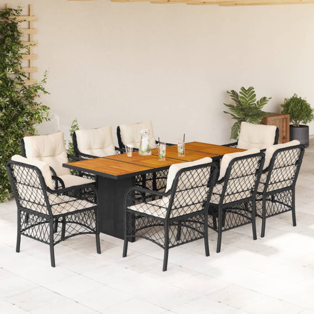 9-delige Tuinset poly rattan zwart is nu te koop bij PeponiXL, paradijselijk wonen!
