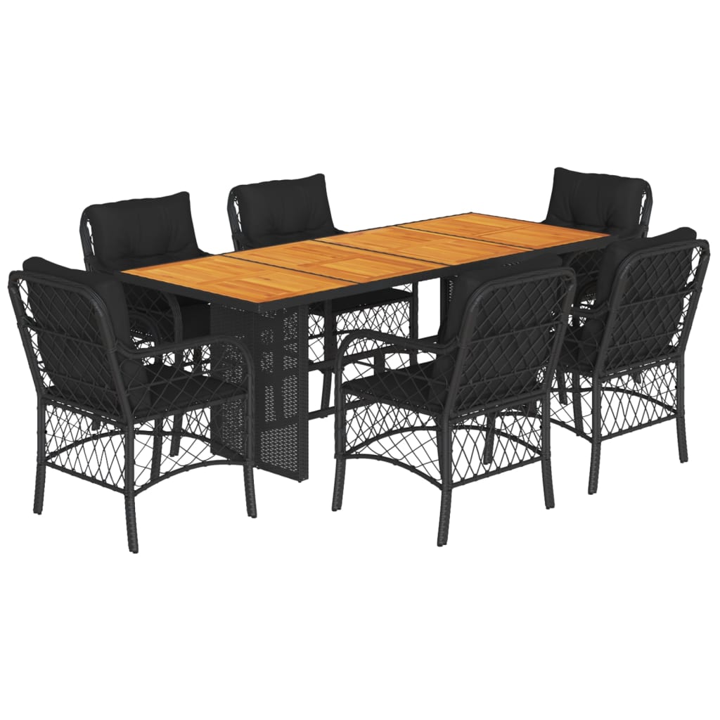 7-delige Tuinset met kussens poly rattan zwart is nu te koop bij PeponiXL, paradijselijk wonen!