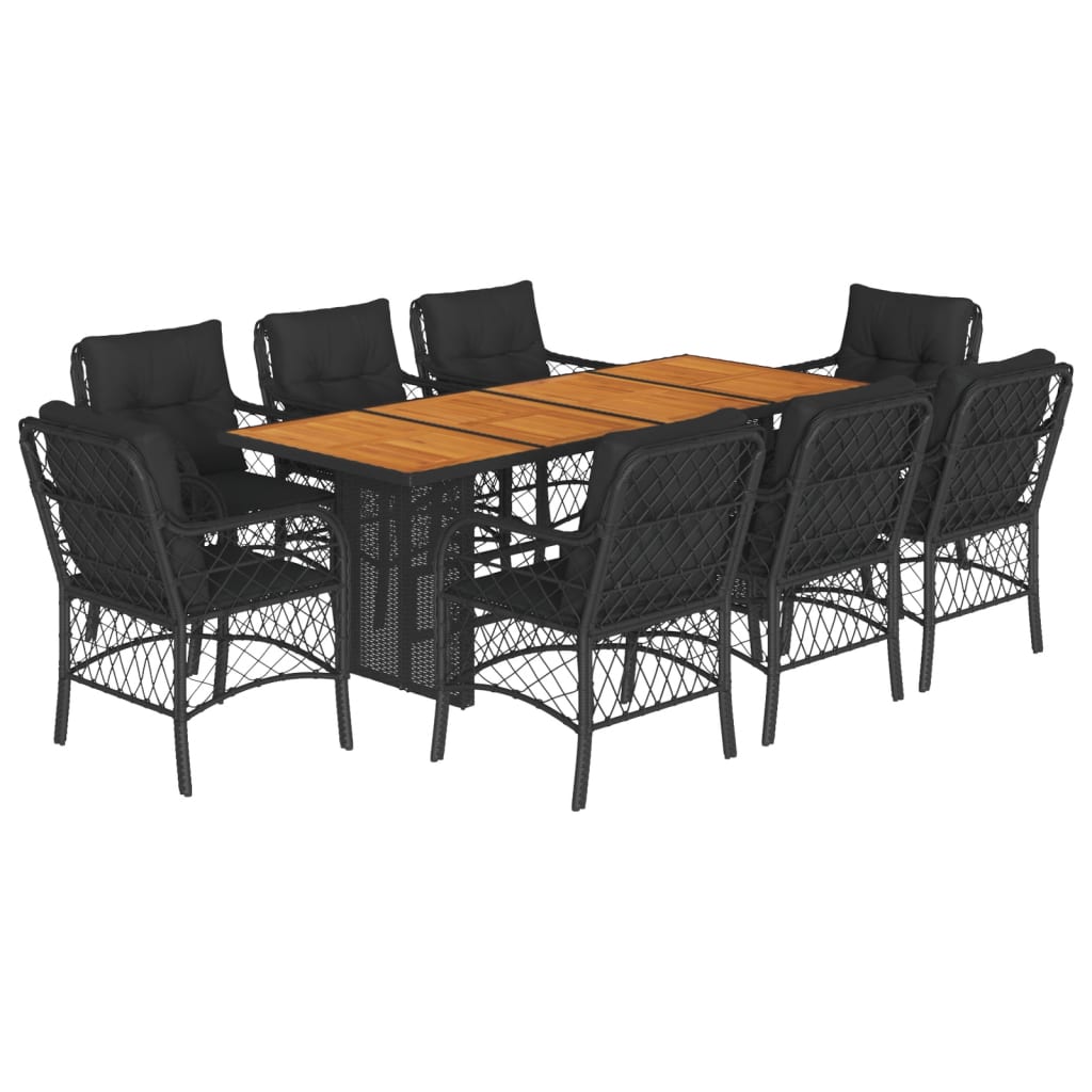 9-delige Tuinset poly rattan zwart is nu te koop bij PeponiXL, paradijselijk wonen!