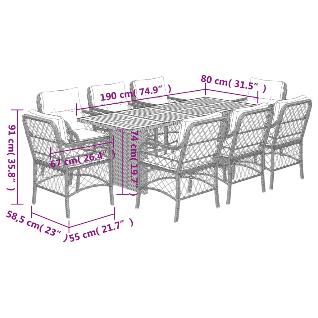 9-delige Tuinset poly rattan zwart is nu te koop bij PeponiXL, paradijselijk wonen!