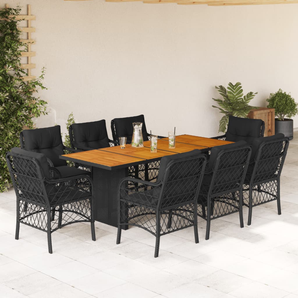 9-delige Tuinset poly rattan zwart is nu te koop bij PeponiXL, paradijselijk wonen!