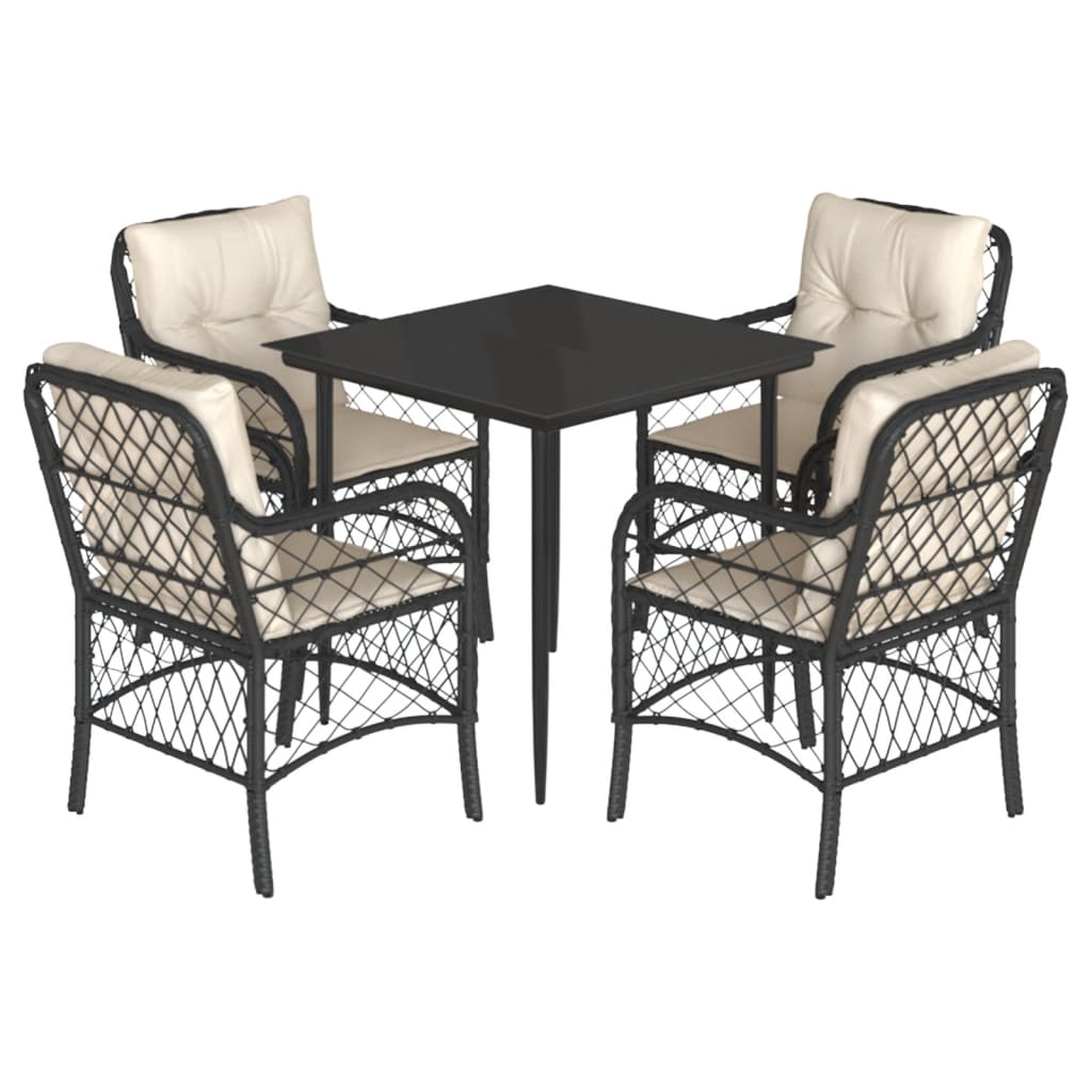 5-delige Tuinset met kussens poly rattan zwart is nu te koop bij PeponiXL, paradijselijk wonen!