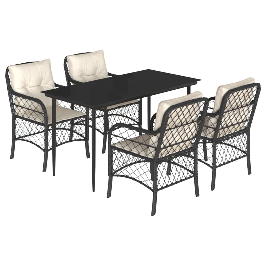 5-delige Tuinset met kussens poly rattan zwart is nu te koop bij PeponiXL, paradijselijk wonen!