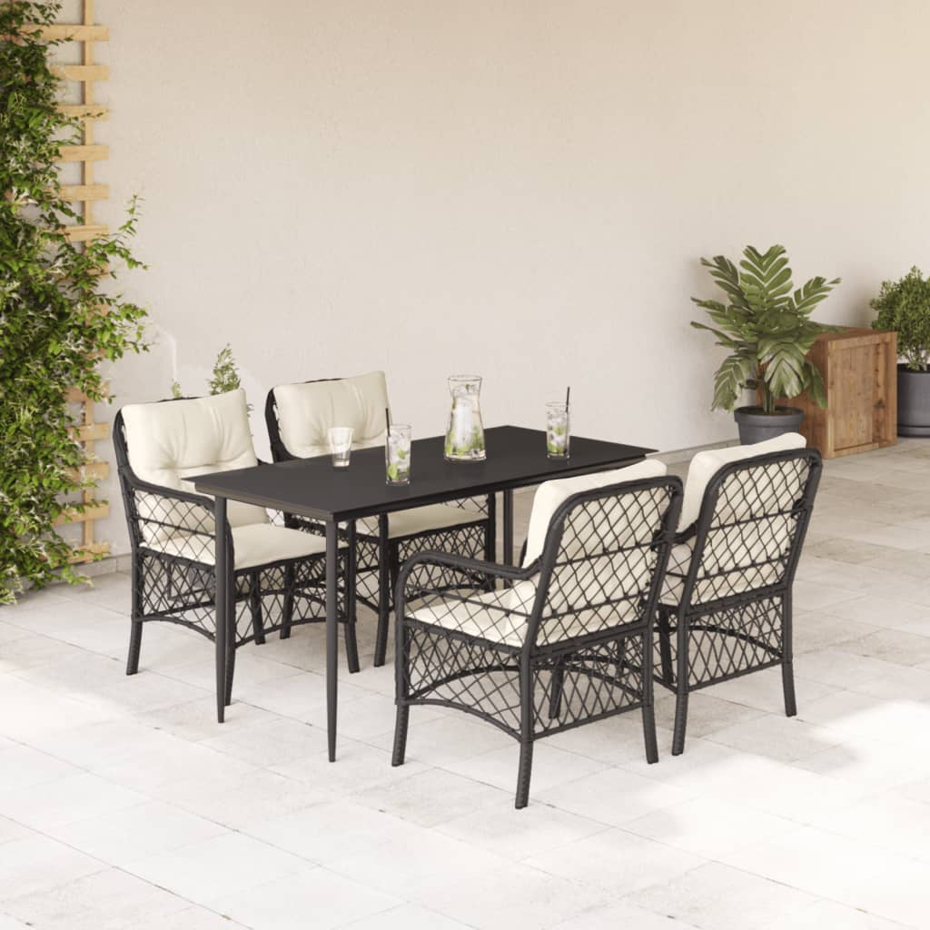 5-delige Tuinset met kussens poly rattan zwart is nu te koop bij PeponiXL, paradijselijk wonen!