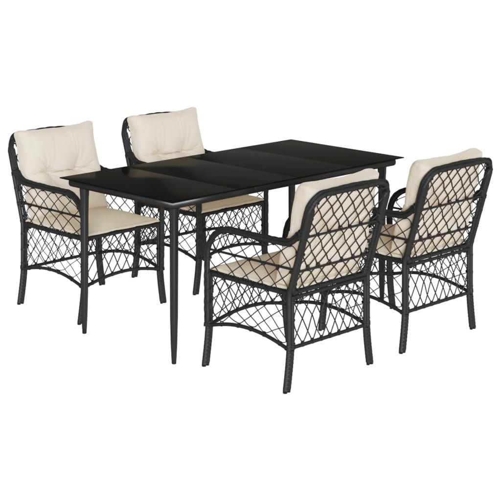 5-delige Tuinset met kussens poly rattan zwart is nu te koop bij PeponiXL, paradijselijk wonen!
